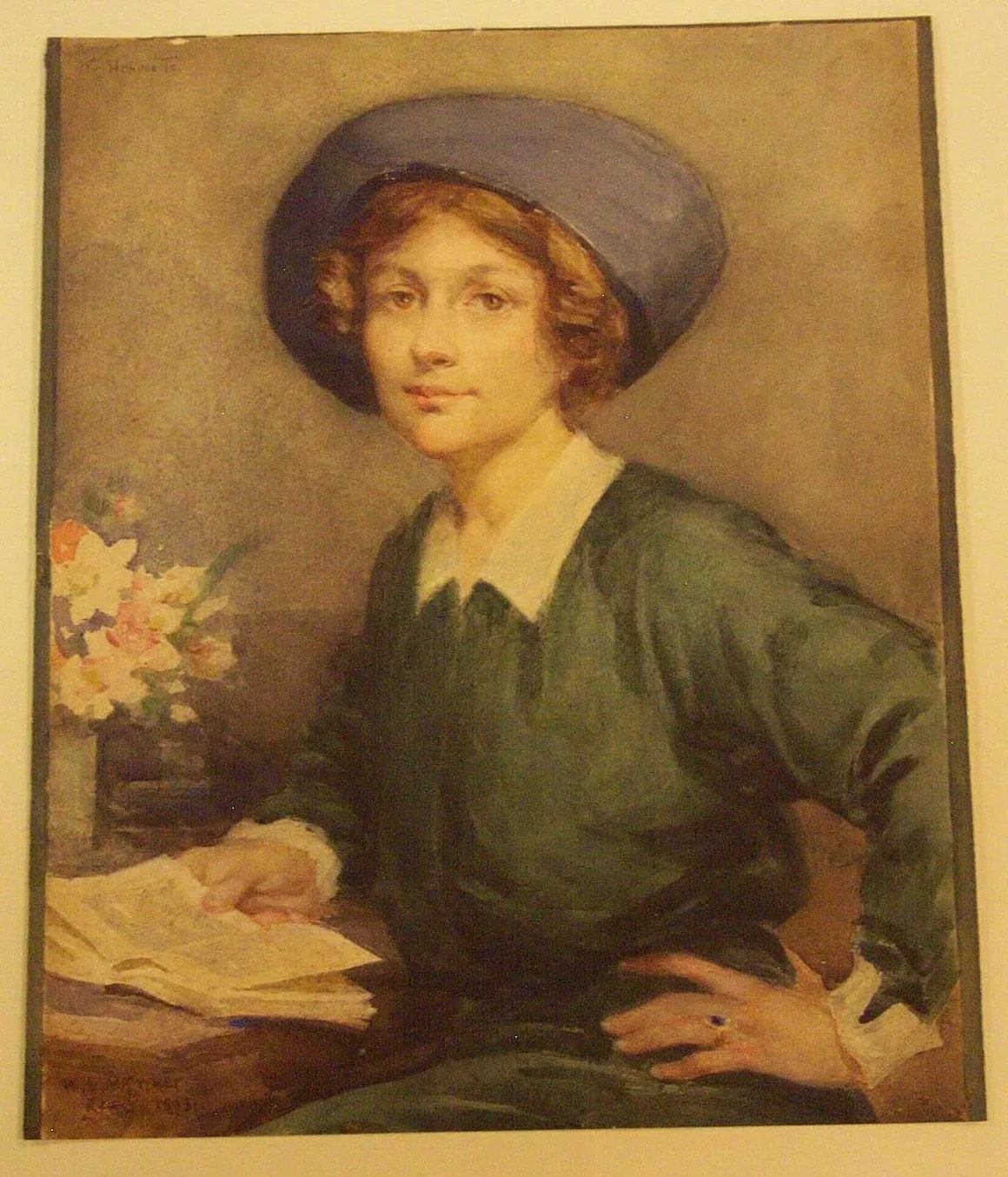 Henriette McCrea, oil portrait painting by Hennete, 1923 — daughter of Alice Snell McCrea